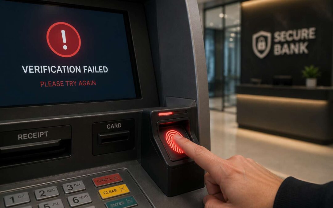 Biometric authentication failed security bank, protect your funds.